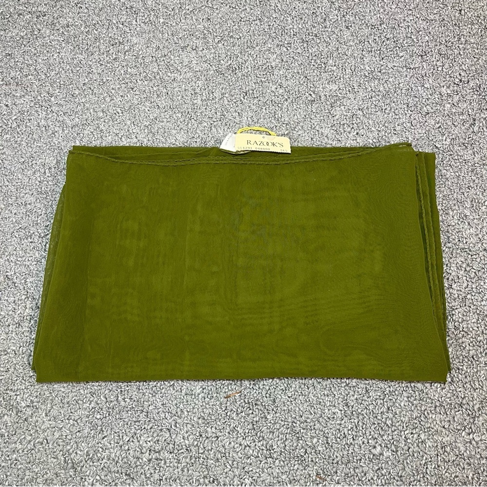 New Vintage Domani Rectangular Scarf Green Sheer Made In Italy 56X35 NWT
